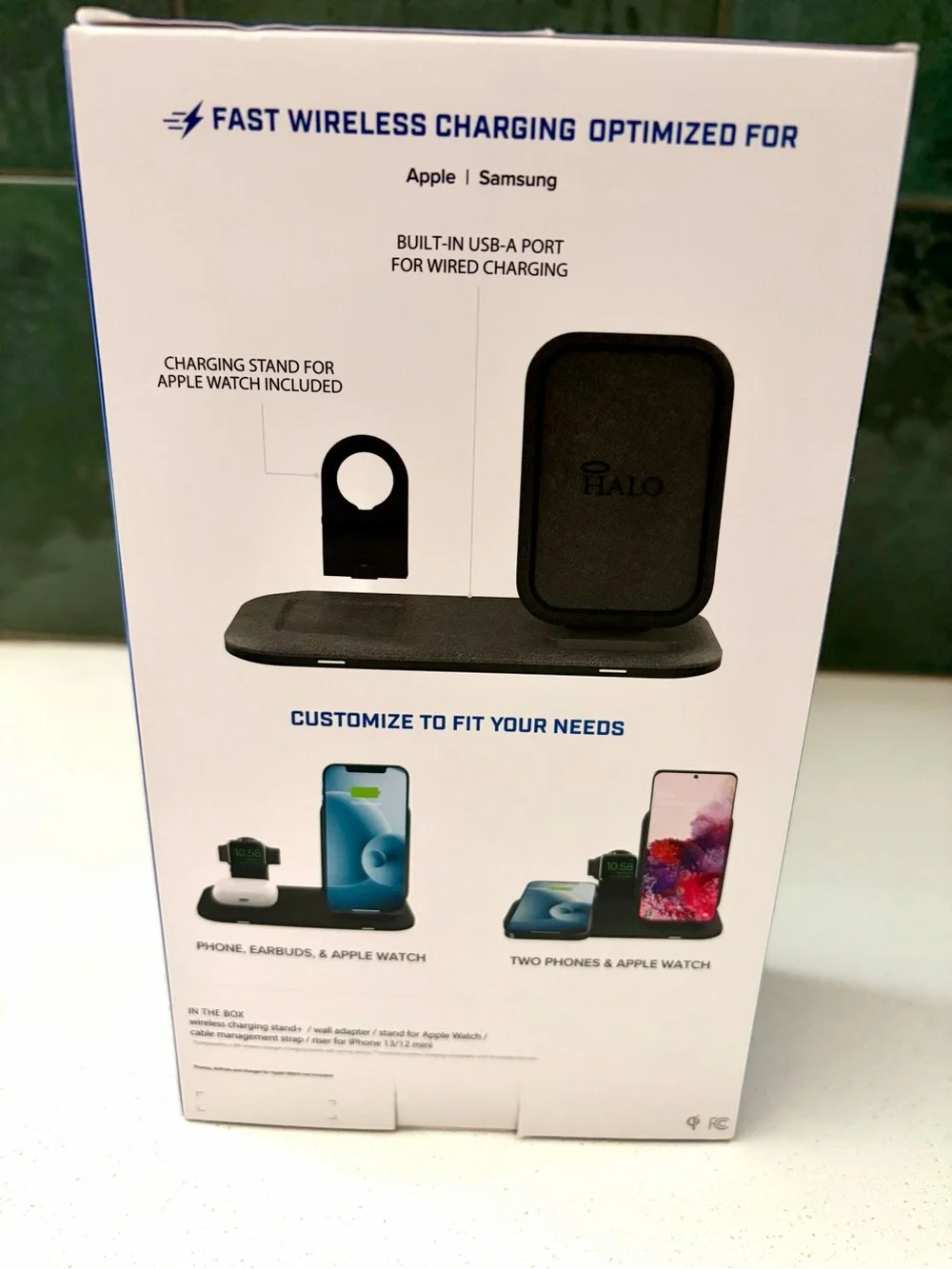 Halo 3-in-1 Wireless Charging Stand in Black